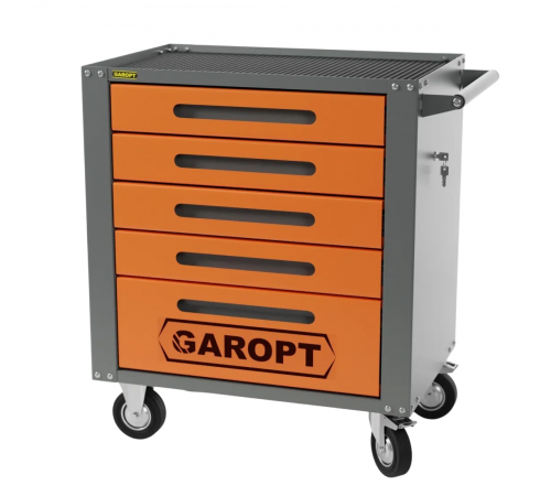 Тележка инструментальная Garopt 5 ящиков ОРАНЖЕВАЯ серия "Standart" — профессиональное автосервисное оборудование и инструменты для бизнеса