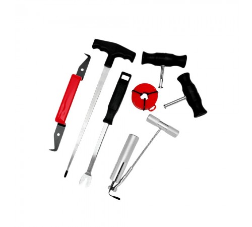 Набор приспособлений для демонтажа автомобильных стекол 7 предметов Хорекс Авто HZ 25.1.184SK — профессиональное автосервисное оборудование и инструменты для бизнеса