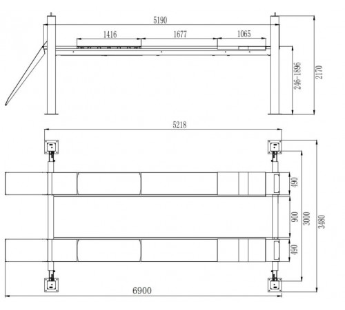 Подъемник четырехстоечный г/п 4.5 т Хорекс Авто HFL-4.5F4 3D — профессиональное автосервисное оборудование и инструменты для бизнеса