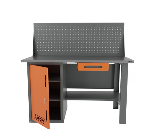 Верстак однотумбовый с ящиком и экраном 1400*700 GAROPT оранжевая — профессиональное автосервисное оборудование и инструменты для бизнеса