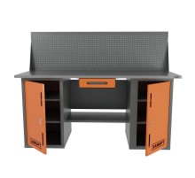 Верстак двухтумбовый с экраном и ящиком серый 1800*700 Garopt