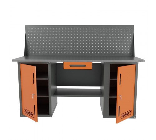 Верстак двухтумбовый с экраном и ящиком серый 1800*700 Garopt — профессиональное автосервисное оборудование и инструменты для бизнеса