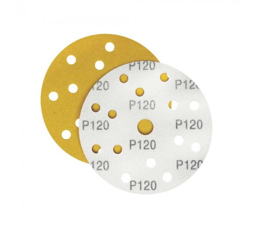 Наждачная бумага желтая D150 мм P120 Velcro (тип зерна – оксид алюминия) 15 отверстий Гамматест M3-255D150P120 — профессиональное автосервисное оборудование и инструменты для бизнеса