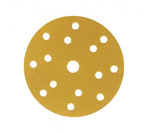Наждачная бумага желтая D150 мм P120 Velcro (тип зерна – оксид алюминия) 15 отверстий Гамматест M3-255D150P120 — профессиональное автосервисное оборудование и инструменты для бизнеса
