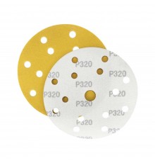 Наждачная бумага желтая D150 мм P320 Velcro (тип зерна – оксид алюминия) 15 отверстий Гамматест M3-255D150P320