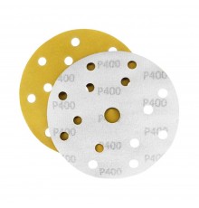 Наждачная бумага желтая D150 мм P400 Velcro (тип зерна – оксид алюминия) 15 отверстий Гамматест M3-255D150P400