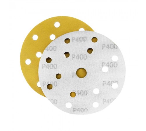 Наждачная бумага желтая D150 мм P400 Velcro (тип зерна – оксид алюминия) 15 отверстий Гамматест M3-255D150P400 — профессиональное автосервисное оборудование и инструменты для бизнеса
