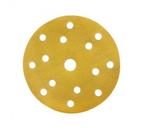Наждачная бумага желтая D150 мм P400 Velcro (тип зерна – оксид алюминия) 15 отверстий Гамматест M3-255D150P400 — профессиональное автосервисное оборудование и инструменты для бизнеса