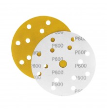Наждачная бумага желтая D150 мм P600 Velcro (тип зерна – оксид алюминия) 15 отверстий Гамматест M3-255D150P600