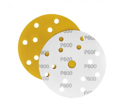 Наждачная бумага желтая D150 мм P600 Velcro (тип зерна – оксид алюминия) 15 отверстий Гамматест M3-255D150P600 — профессиональное автосервисное оборудование и инструменты для бизнеса