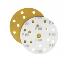 Наждачная бумага желтая D150 мм P80 Velcro (тип зерна – оксид алюминия) 15 отверстий Гамматест M3-255D150P80