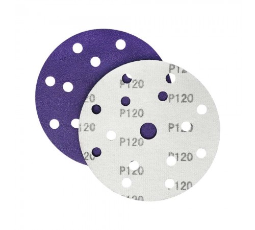 Наждачная бумага фиолетовая D150 мм P120 Velcro (тип зерна – керамика) 15 отверстий Гамматест SL737PP120 — профессиональное автосервисное оборудование и инструменты для бизнеса