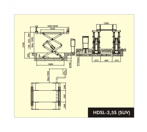 Ножничный подъёмник г/п 3.5 т Хорекс Авто HDSL-3.5S(SUV) — профессиональное автосервисное оборудование и инструменты для бизнеса
