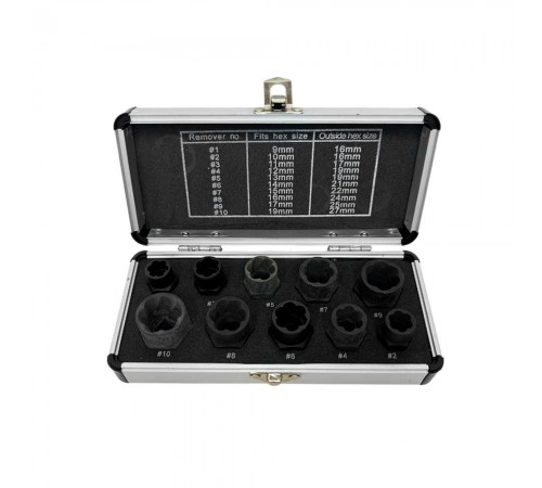 Набор экстракторов поврежденных болтов и гаек, 10 предметов ГАММАТЕСТ GT1Y110 — профессиональное автосервисное оборудование и инструменты для бизнеса