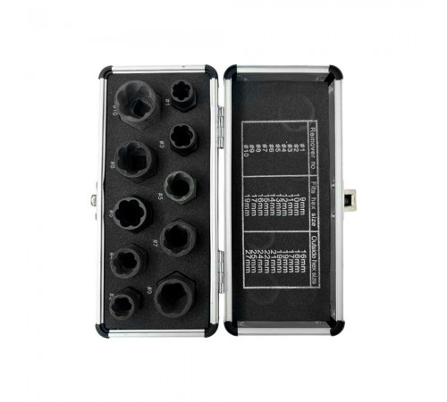 Набор экстракторов поврежденных болтов и гаек, 10 предметов ГАММАТЕСТ GT1Y110 — профессиональное автосервисное оборудование и инструменты для бизнеса